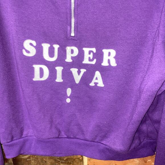 SWS Athletics Purple Super Diva Quarter Zip Crop Sweatshirt Women's Size Small - Picture 3 of 7